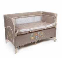 Манеж кровать Amaro Baby бежевый с откидным бортиком